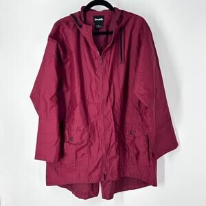 ShedRain Hooded Rain Jacket Coat Men Womens XL Burgundy Full Zip Windbreaker